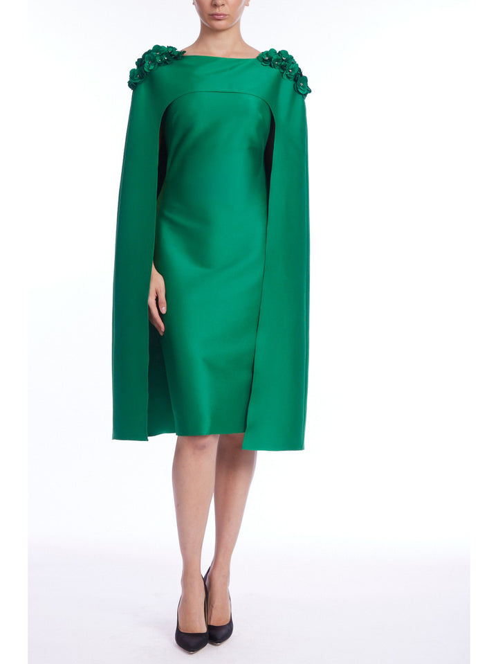 Mikado Split Sleeve Cape Dress