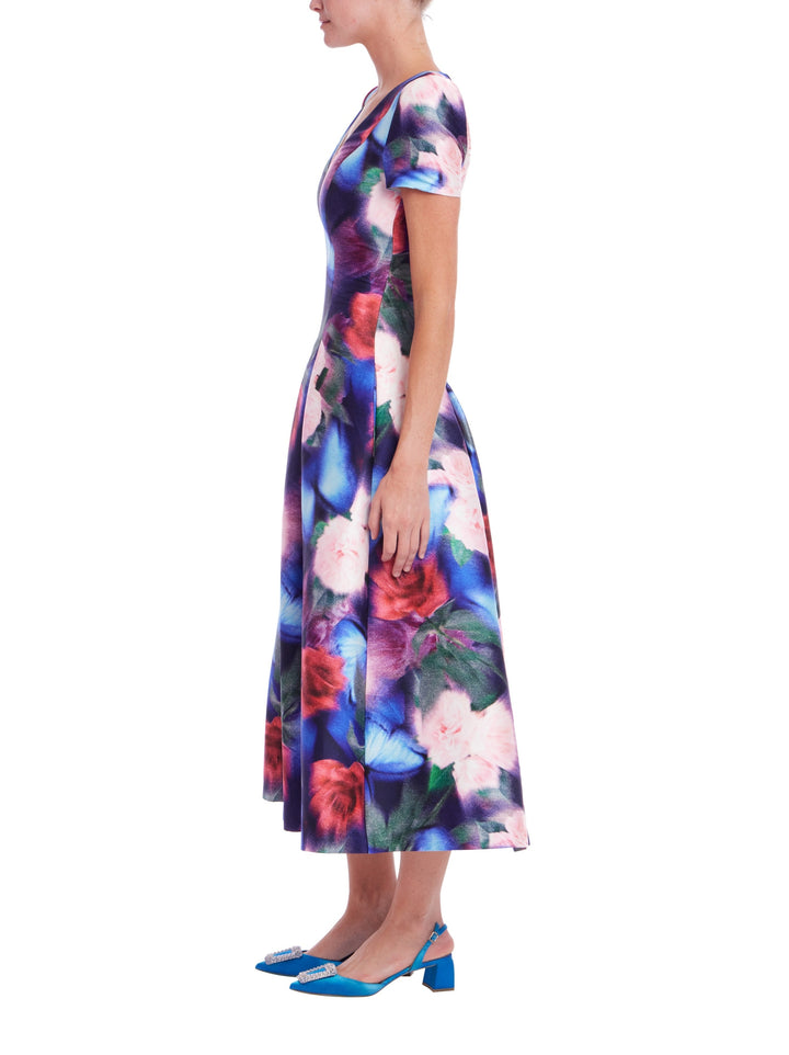 Short Sleeve Fit & Flare Midi Dress