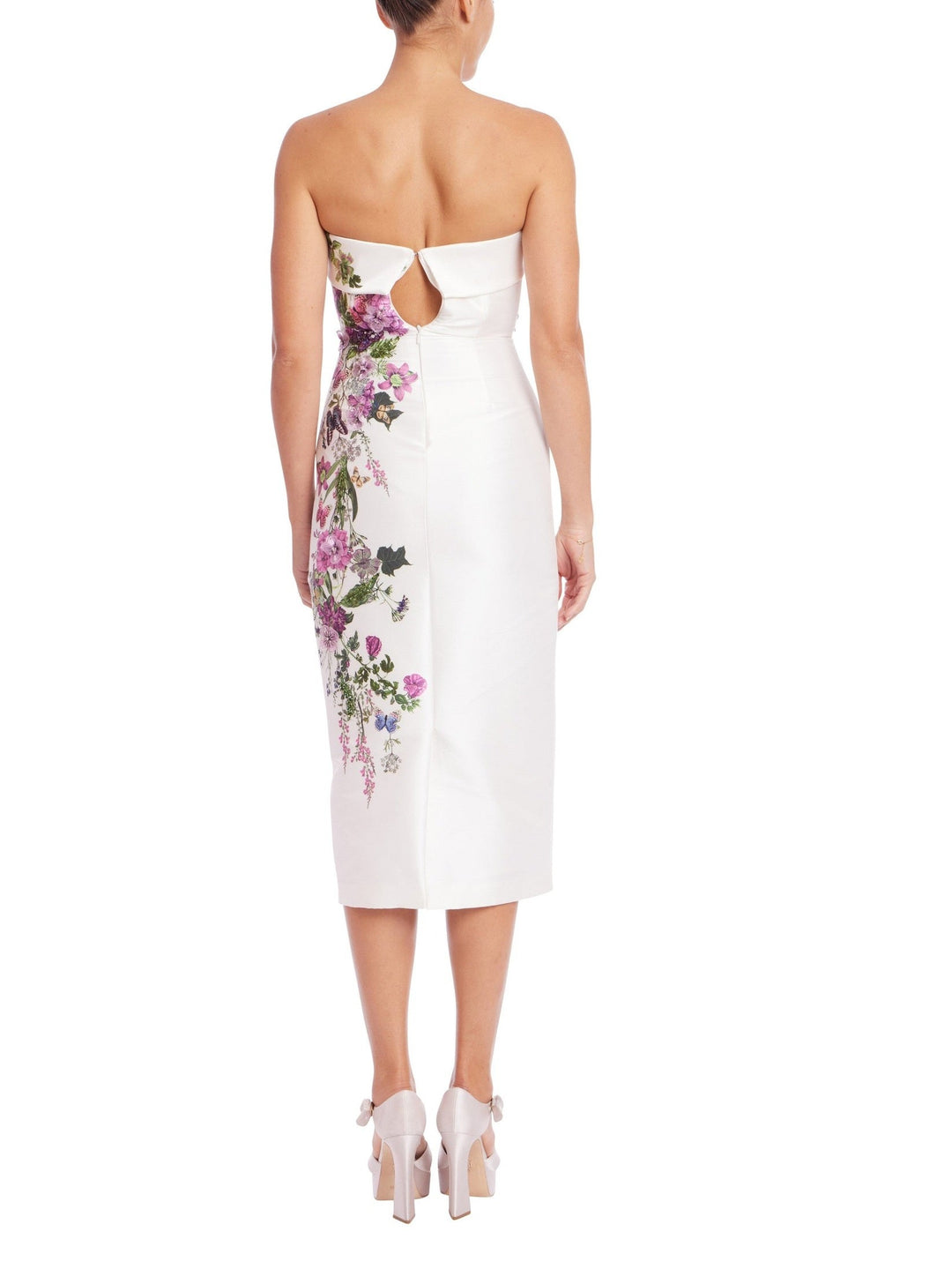 3D Butterfly Strapless Midi Dress