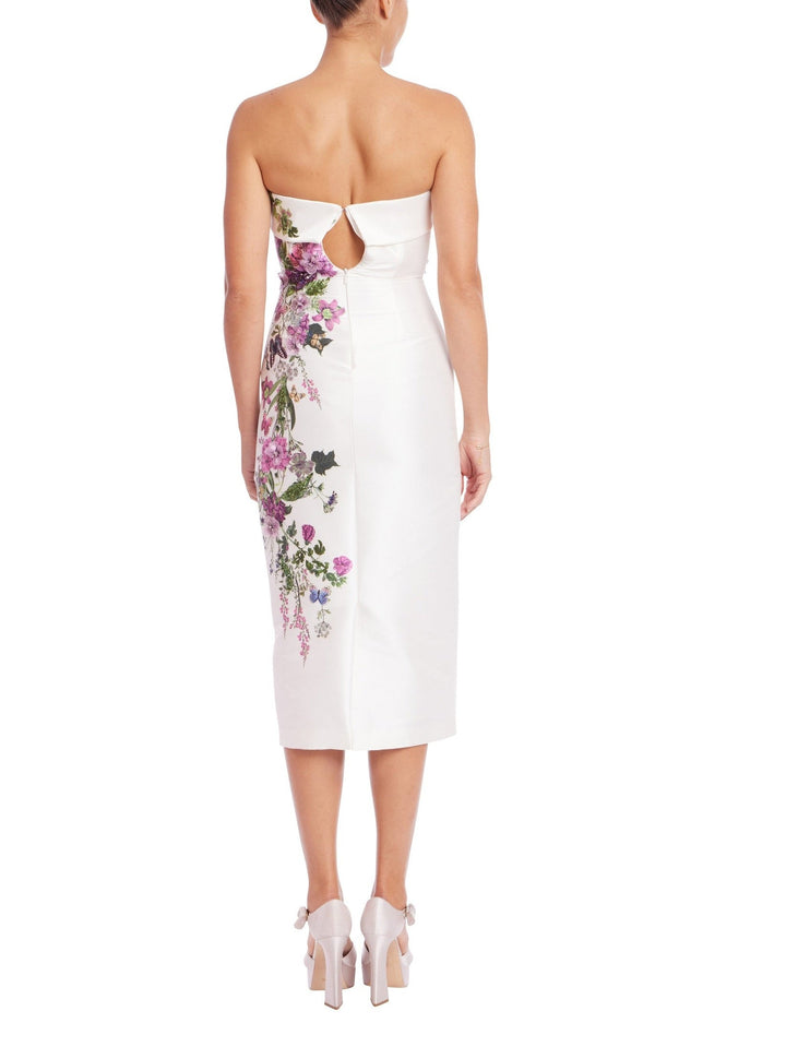 3D Butterfly Strapless Midi Dress