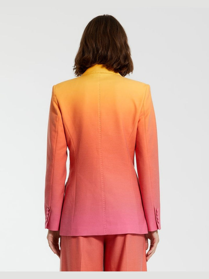 Double Breasted Crepe Ombre Blazer