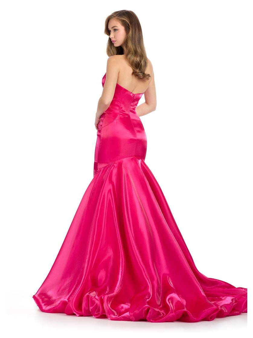 Satin Gown with Back Skirt