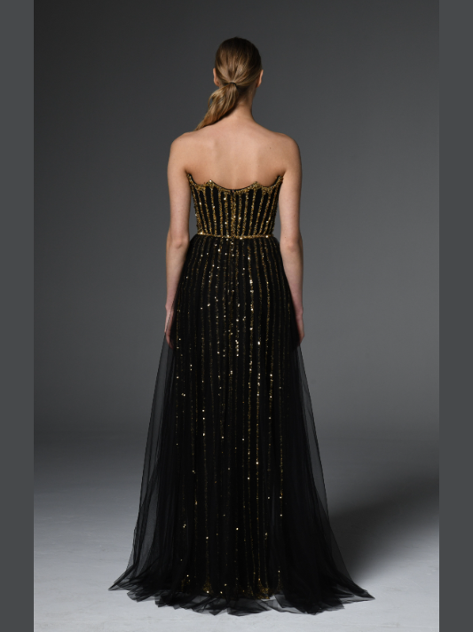Tulle Overlay Embroidered Dress