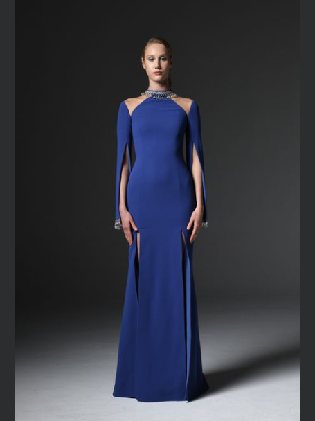 Crystal Embellished Crepe Dress