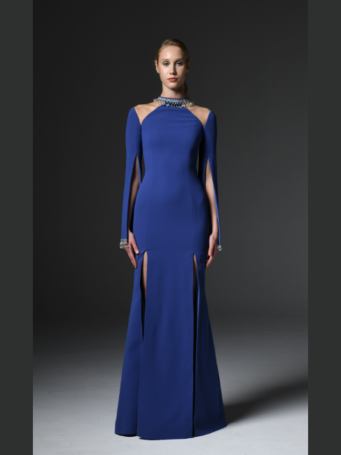 Crystal Embellished Crepe Dress