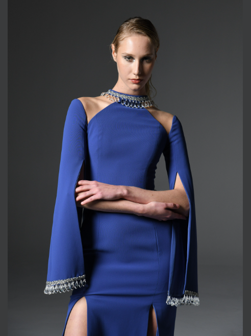 Crystal Embellished Crepe Dress