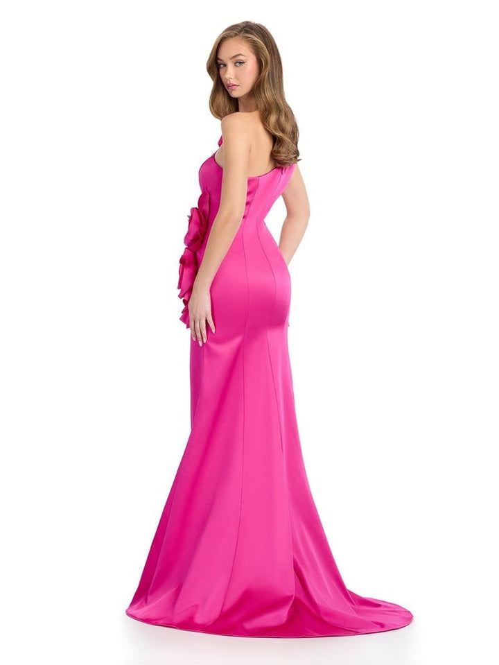 Flower Adorned Gown with Cut Out