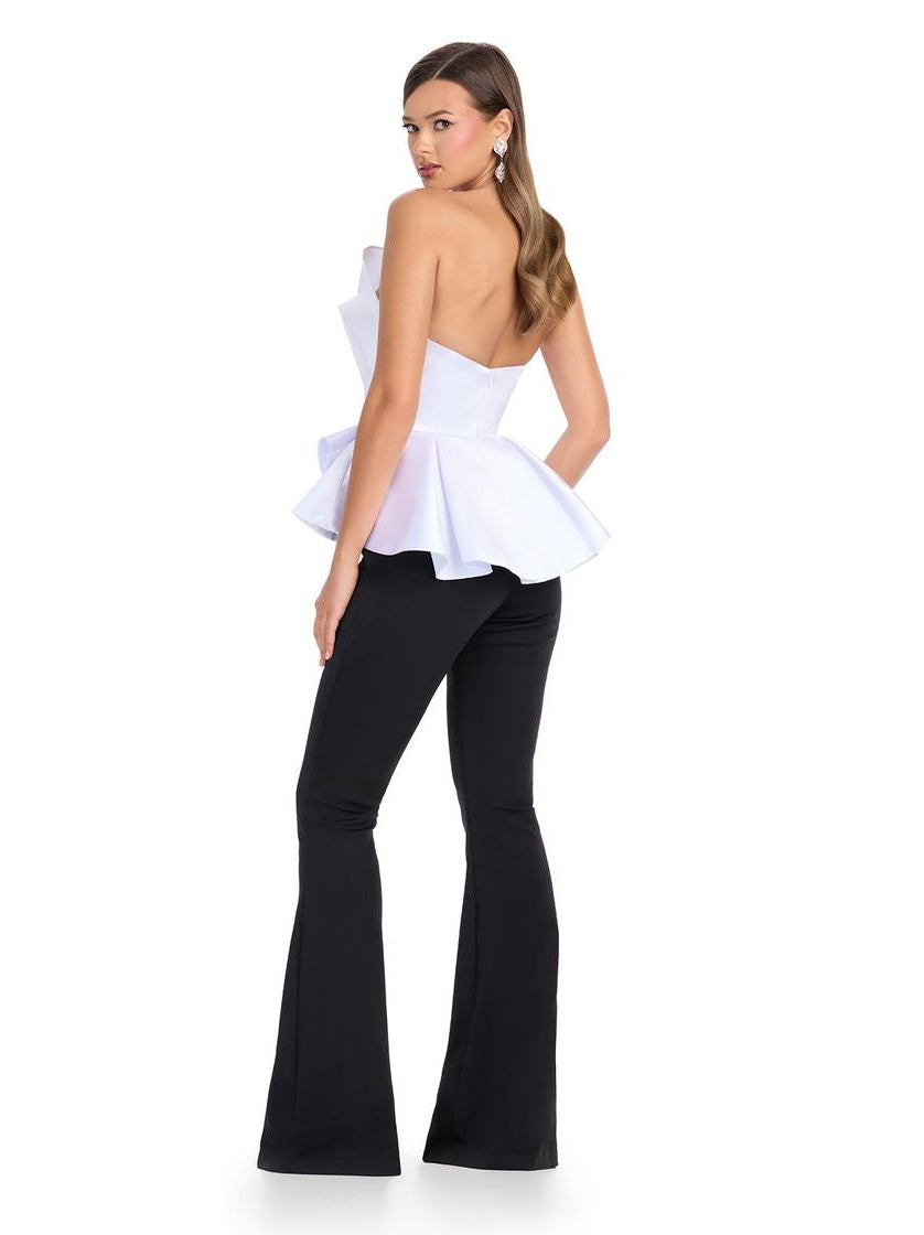Strapless Mikado Jumpsuit with Scuba Pants