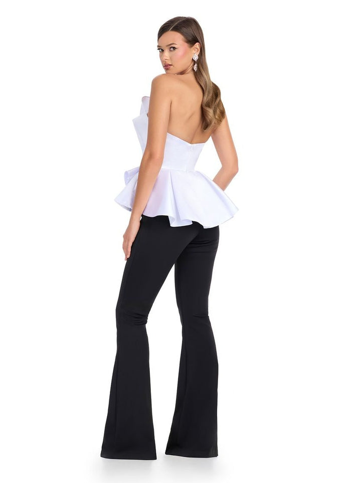 Strapless Mikado Jumpsuit with Scuba Pants