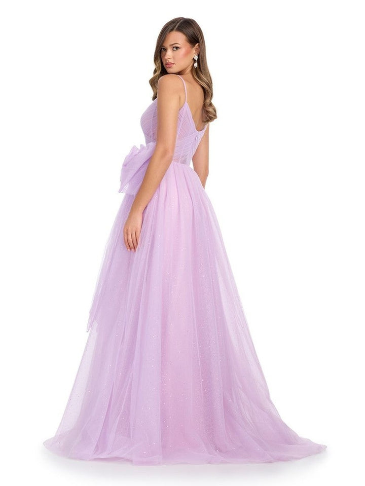 Spaghetti Strap Tulle Ball Gown with Bow