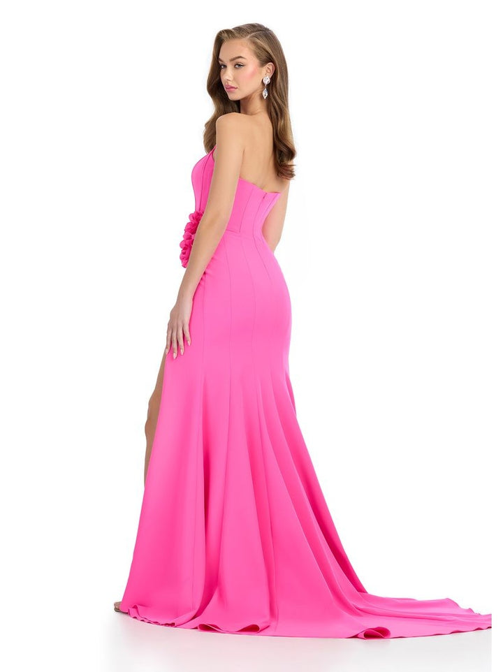 Jersey Gown with 3D Flower Details