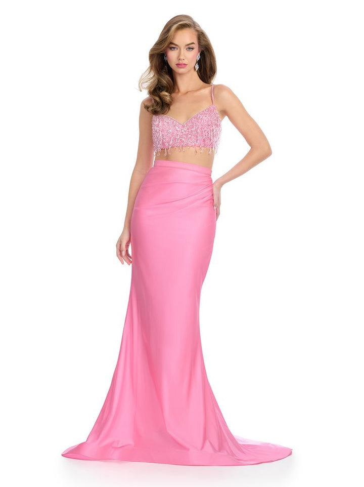 Two Piece Gown with Fringe Bustier