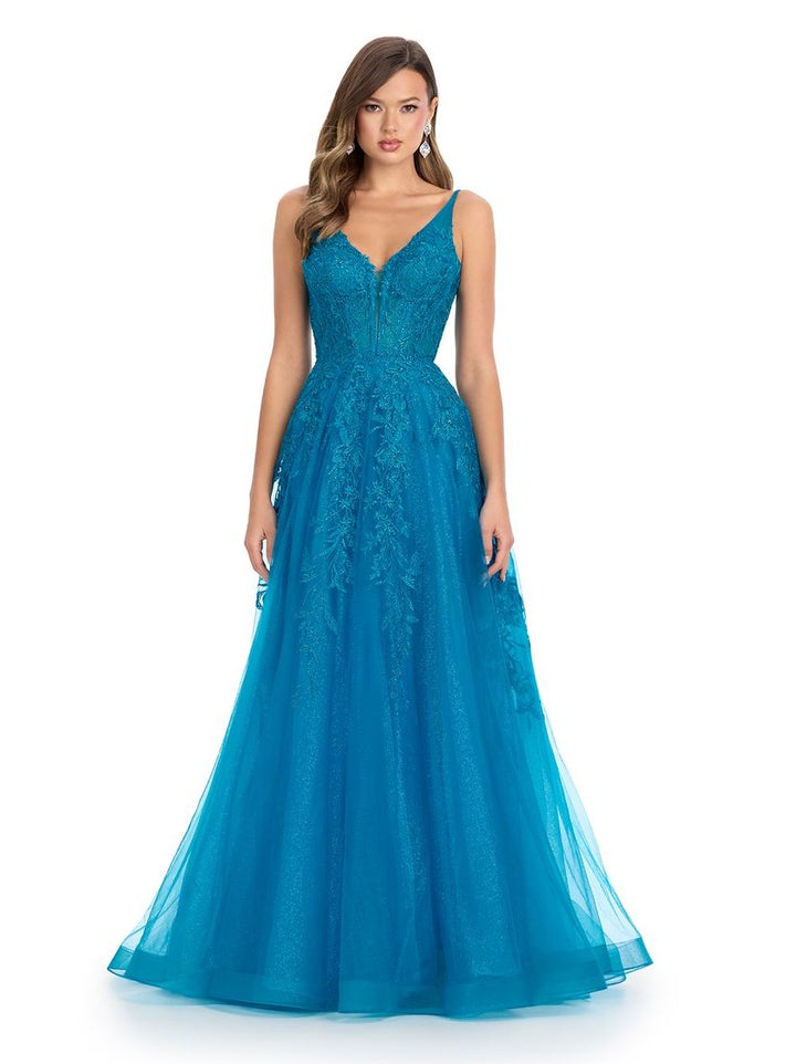 Tulle Ball Gown with Emboridered Applique