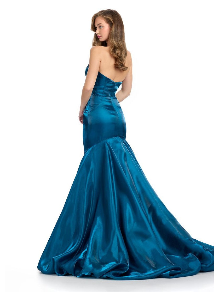 Satin Gown with Back Skirt