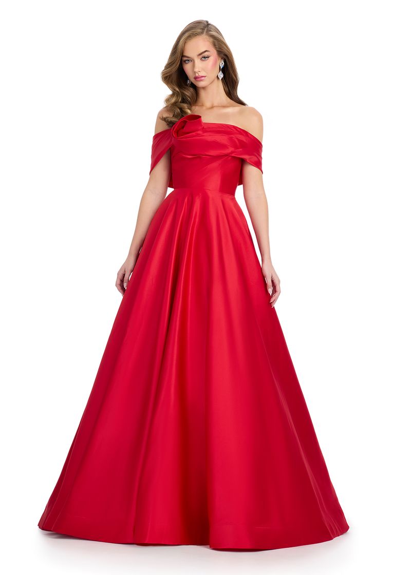 Mikado Ball Gown with Flower Accent
