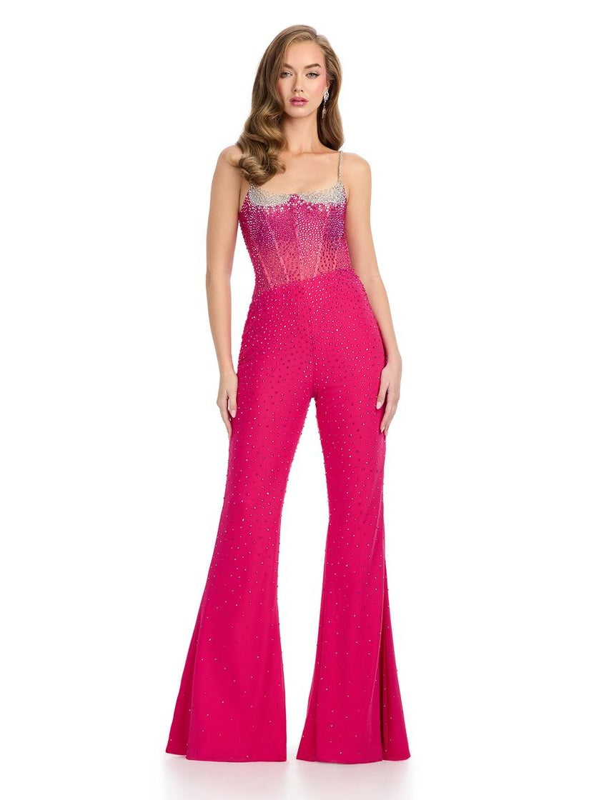 Corset Bustier Jumpsuit with Press on Stones