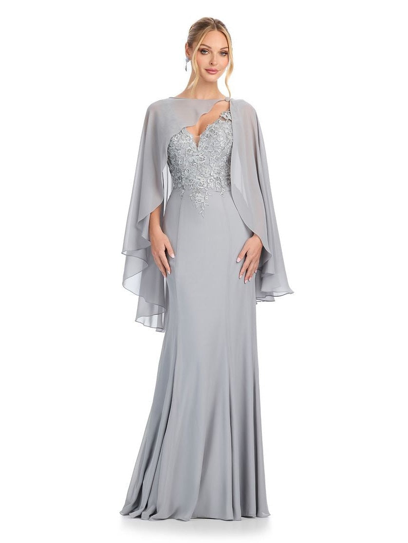 Chiffon Gown with Sheer Cape