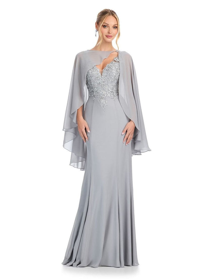 Chiffon Gown with Sheer Cape