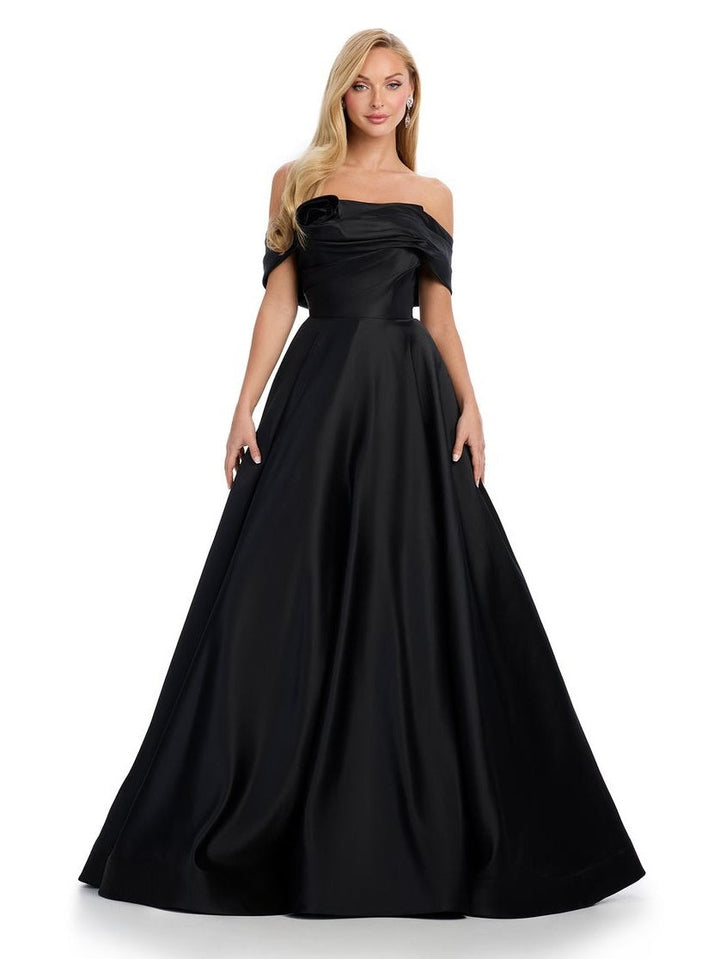 Mikado Ball Gown with Flower Accent