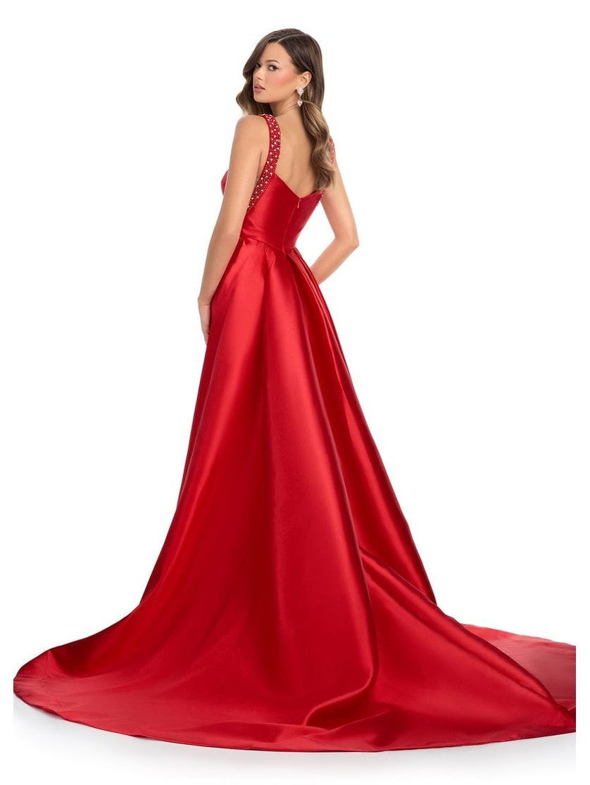 Column Mikado Gown with Overskirt