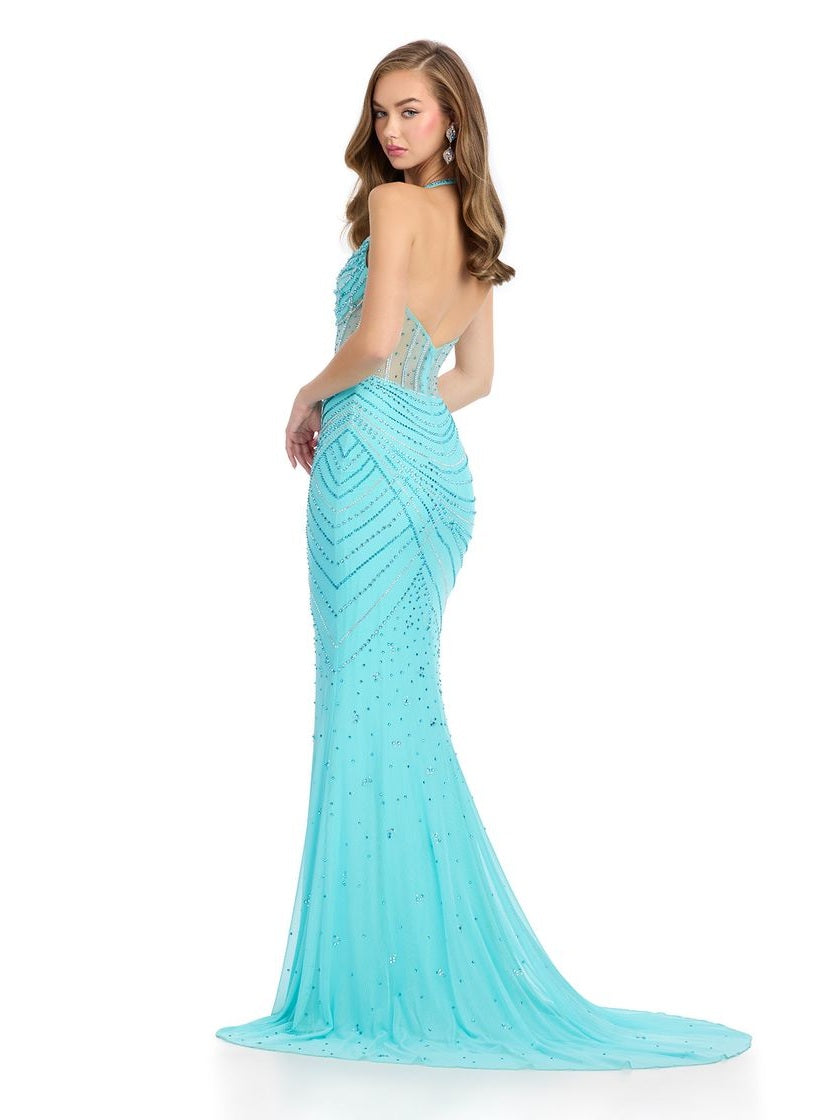 Halter Gown with Corset Bustier & Press On Stones