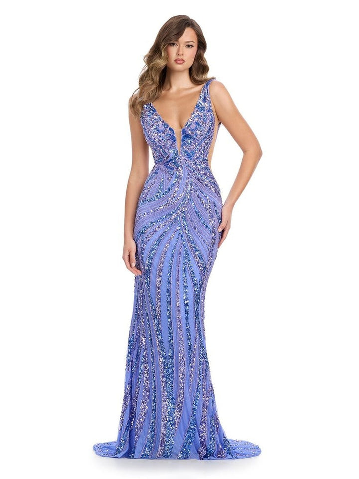 V-Neck Fully Beaded Gown