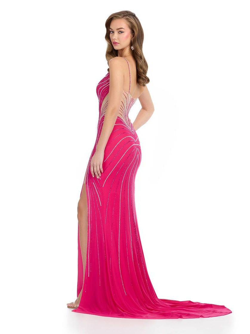 Gown with Asymmetrical Cut Outs & Press On Stones