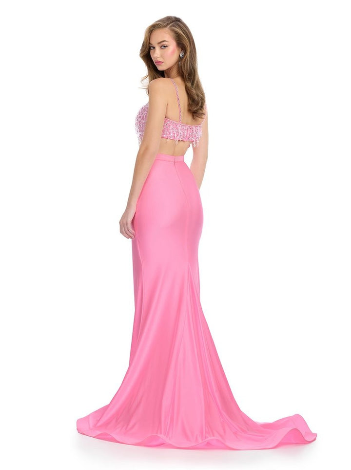 Two Piece Gown with Fringe Bustier
