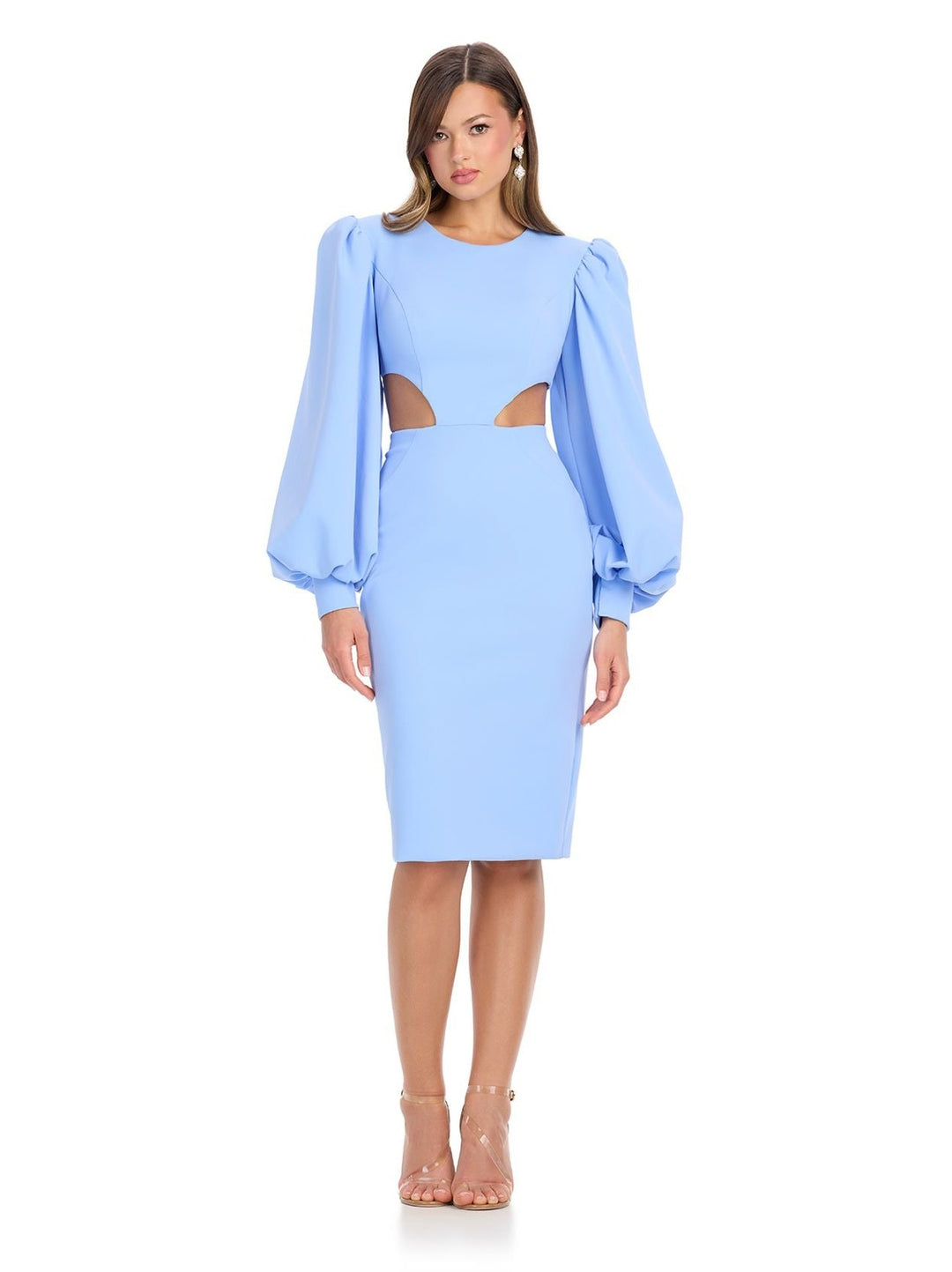 Scuba Cocktail Dress with Balloon Sleeves