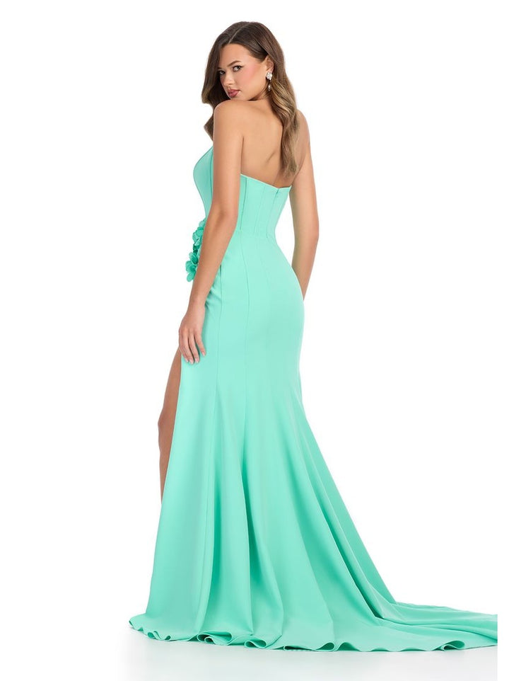 Jersey Gown with 3D Flower Details