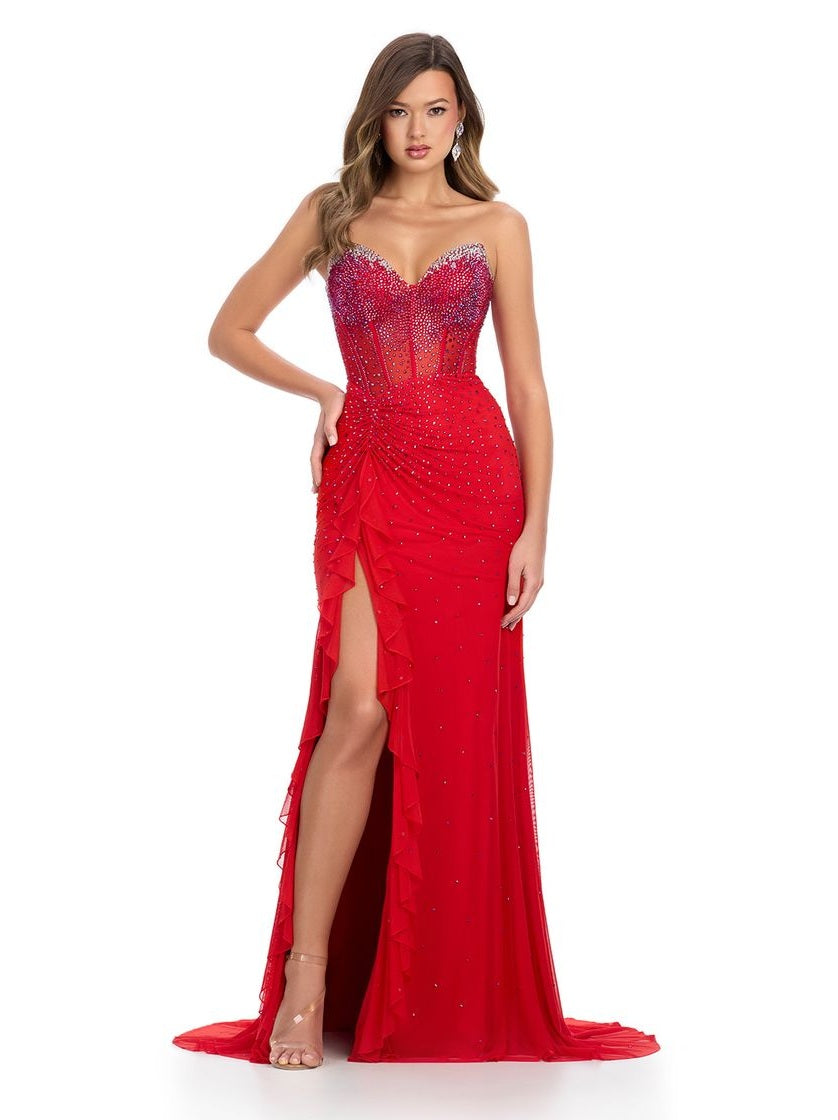 Strapless Gown with Corset Bustier & Press On Stones