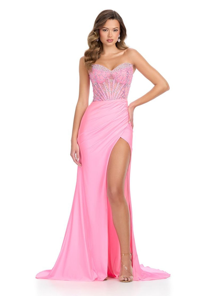 Jersey Gown with Beaded Corset Bustier