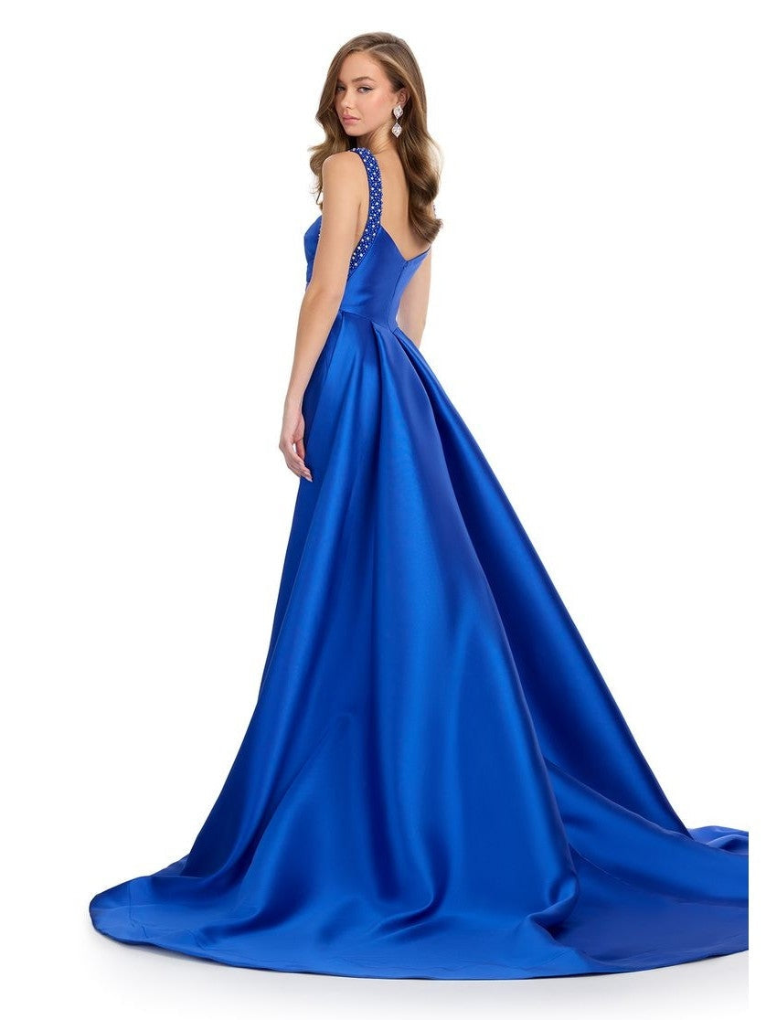 Column Mikado Gown with Overskirt