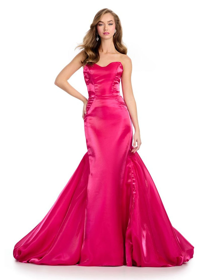 Satin Gown with Back Skirt