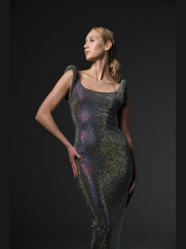 Sleeveless Crystal Studded Dress