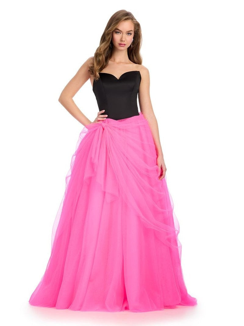 Tulle Ball Gown with Satin Bustier