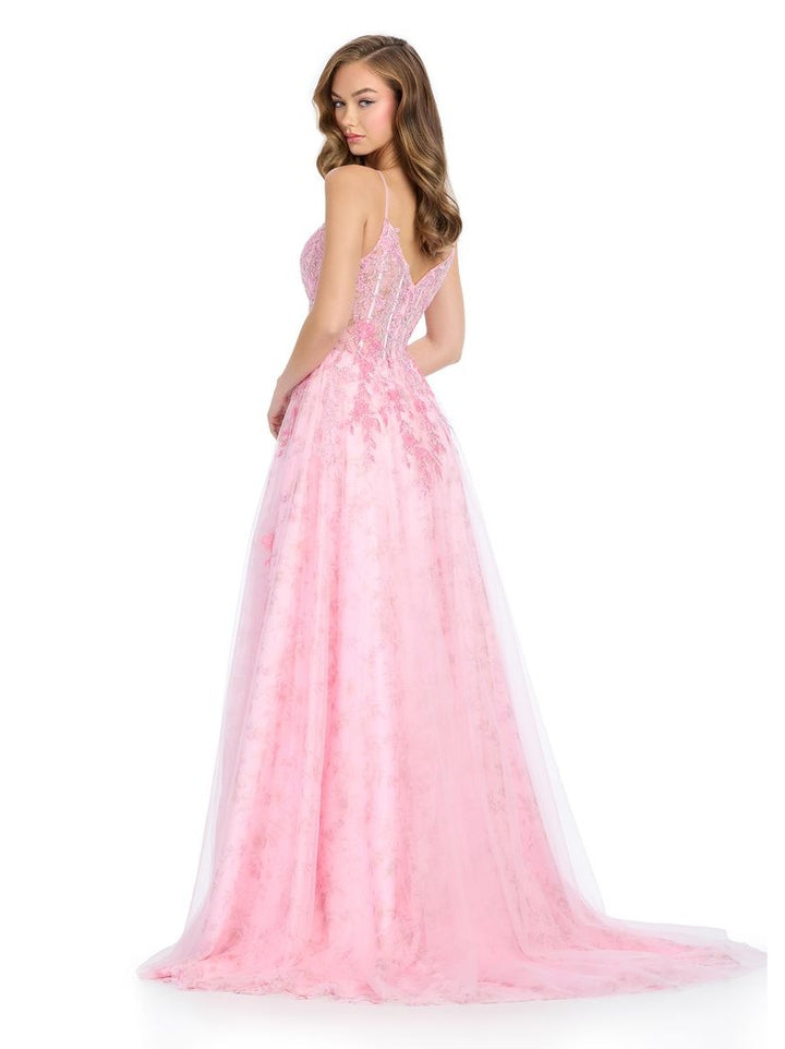 Tulle Gown with Spaghetti Straps and Corset Bustier