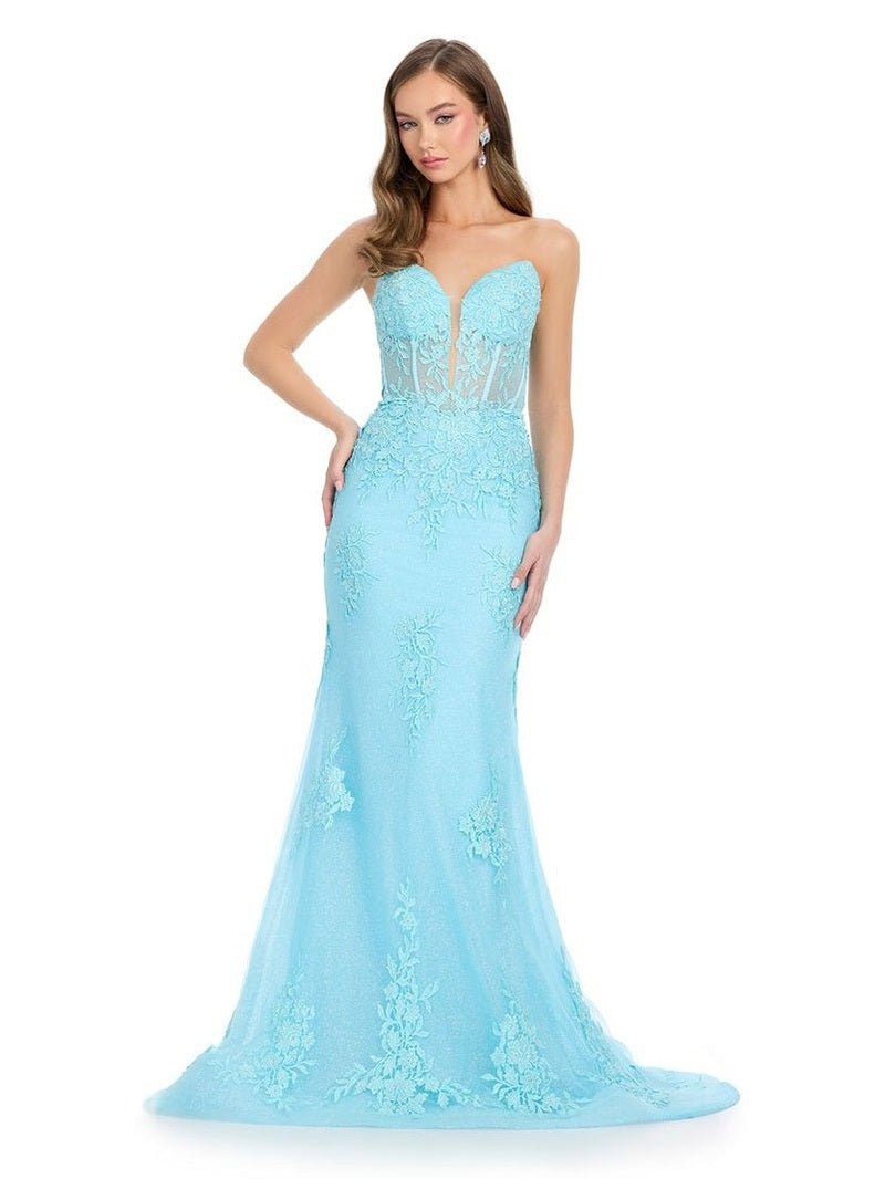 Fitted Strapless Gown with Corset Bustier