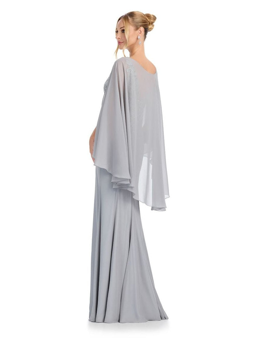 Chiffon Gown with Sheer Cape