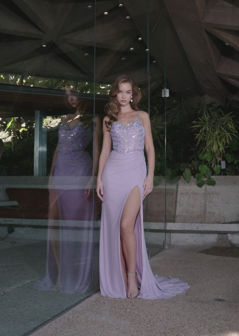 Spaghetti Strap Press On Stone Gown