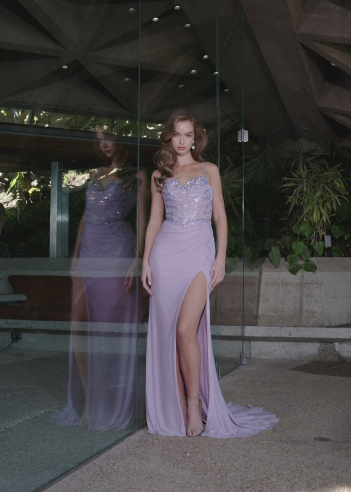 Spaghetti Strap Press On Stone Gown