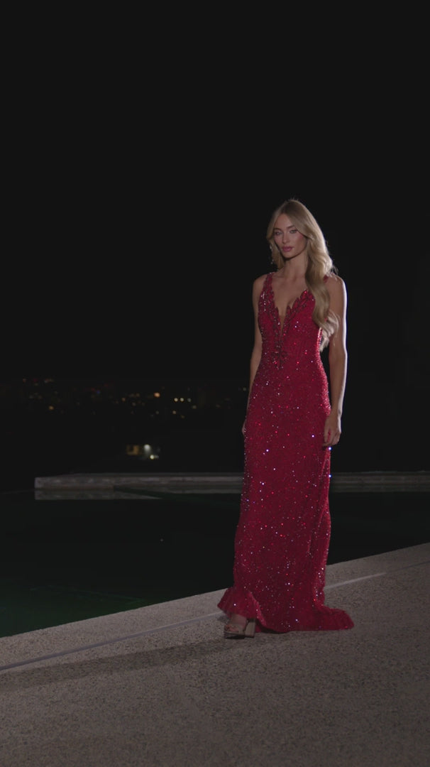 V-Neckline Gown with Crystals