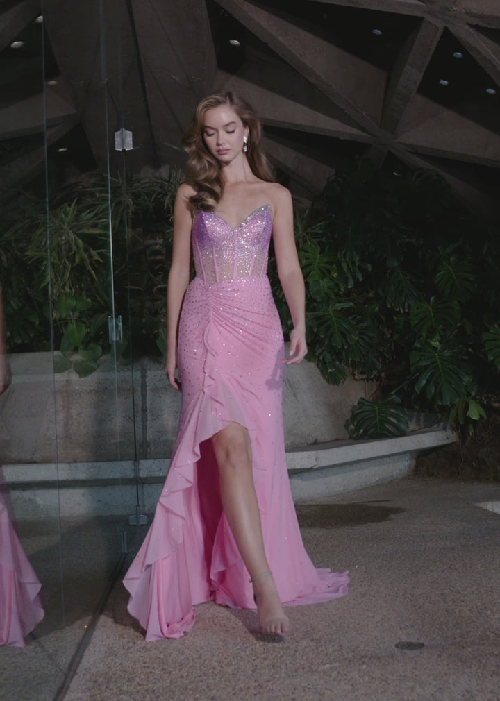 Strapless Gown with Corset Bustier & Press On Stones