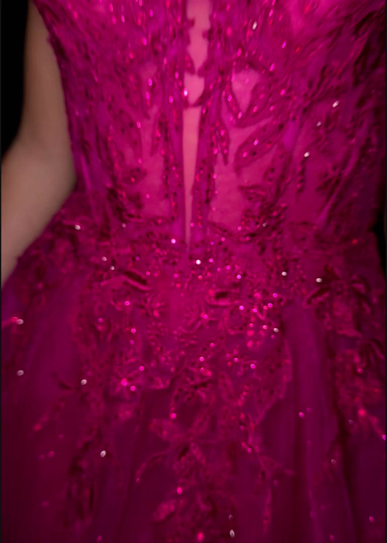 Tulle Ball Gown with Emboridered Applique