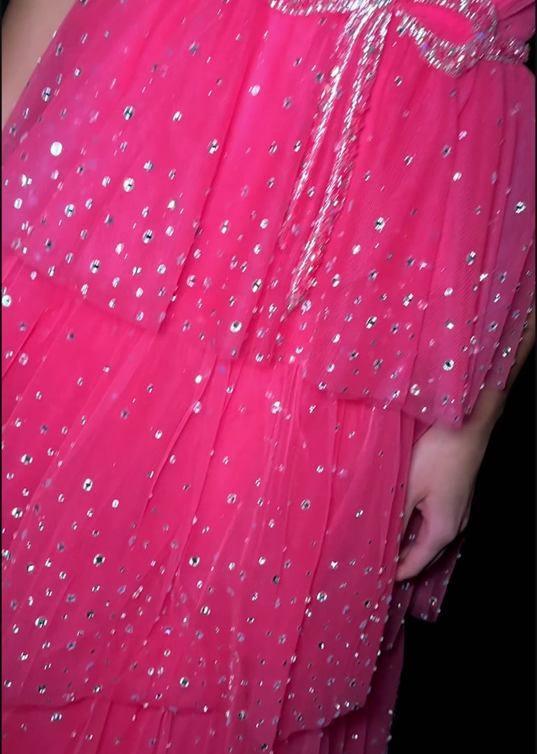 A-Line Tulle Gown with Press On Stones