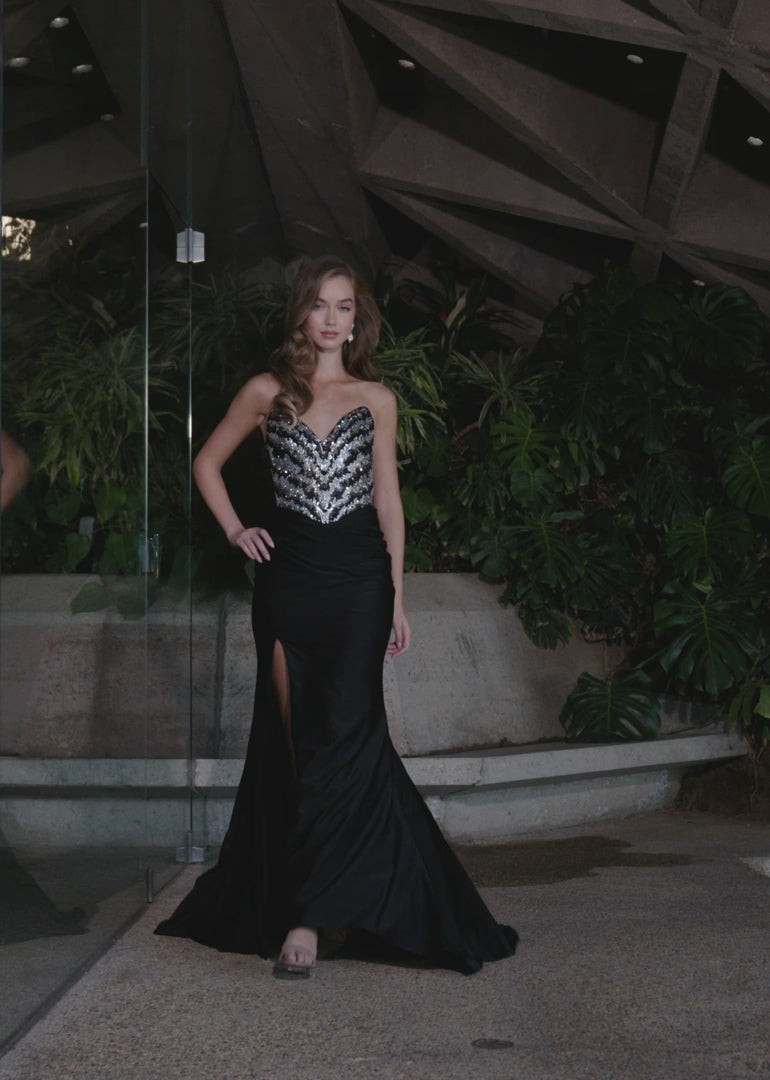 Jersey Gown with Press On Stone Bustier
