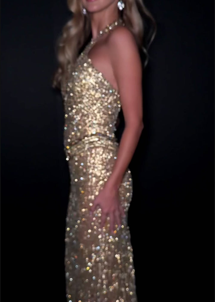 Fully Beaded Gown with Halter Neckline