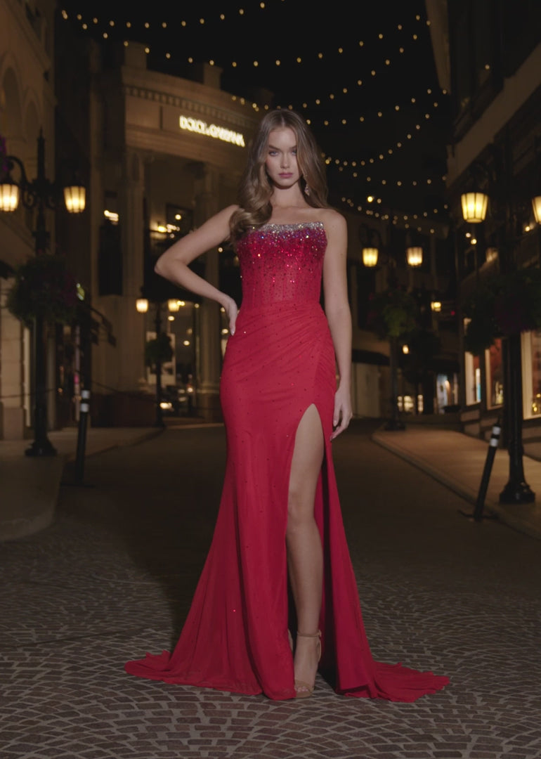 Beaded Gown with Corset Bustier
