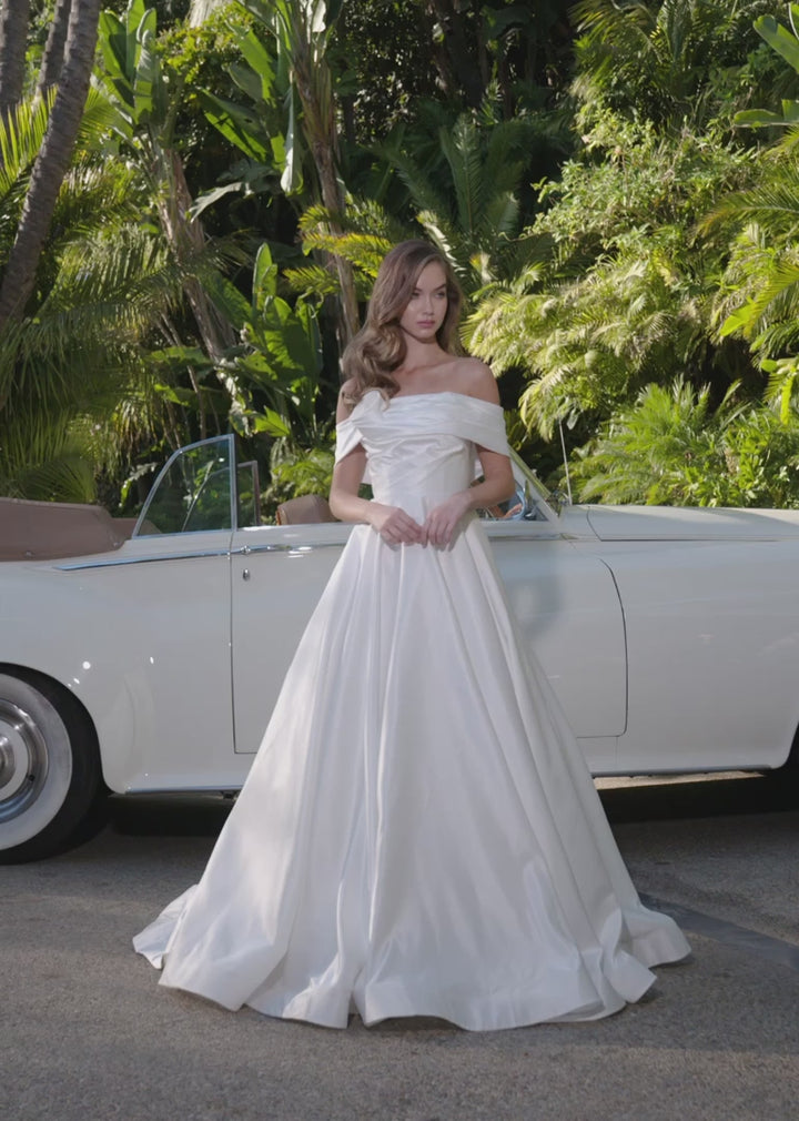 Mikado Ball Gown with Flower Accent