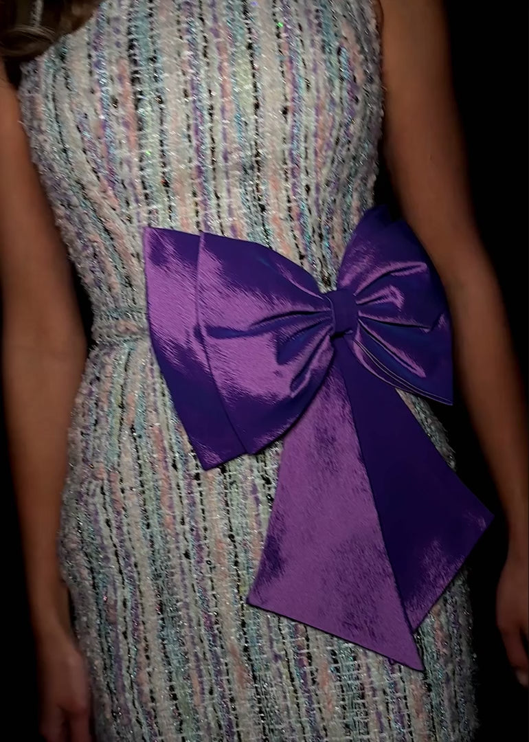Tweed Cocktail Dress with Taffeta Bow